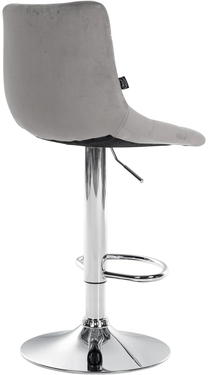 Lot de 2 tabourets de bar en velours gris base métal chromé réglable en hauteur et repose-pieds TDB10633