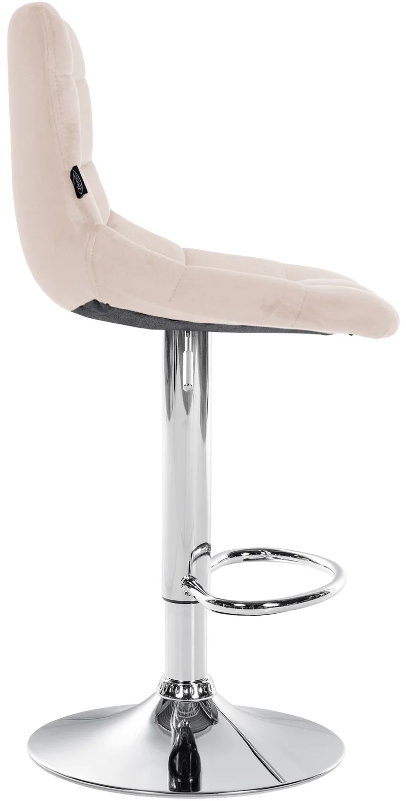 Lot de 2 tabourets de bar en velours beige base métal chromé réglable en hauteur et repose-pieds TDB10629