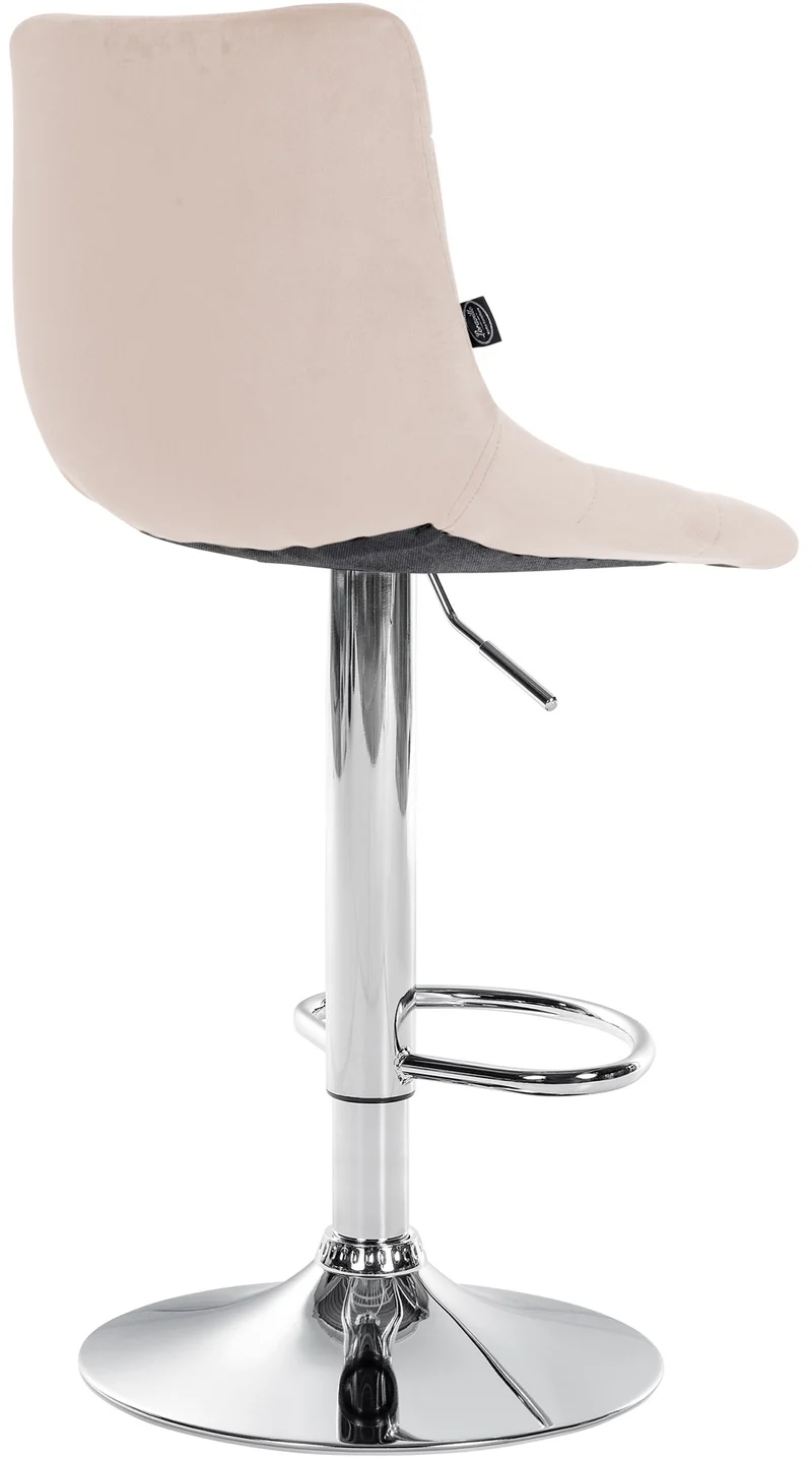Lot de 2 tabourets de bar en velours beige base métal chromé réglable en hauteur et repose-pieds TDB10629