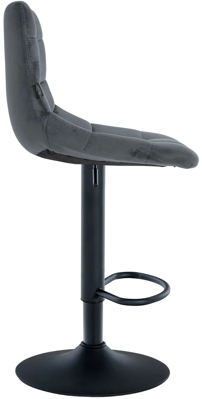 Lot de 2 tabourets de bar en velours gris base métal noir réglable en hauteur et repose-pieds TDB10627