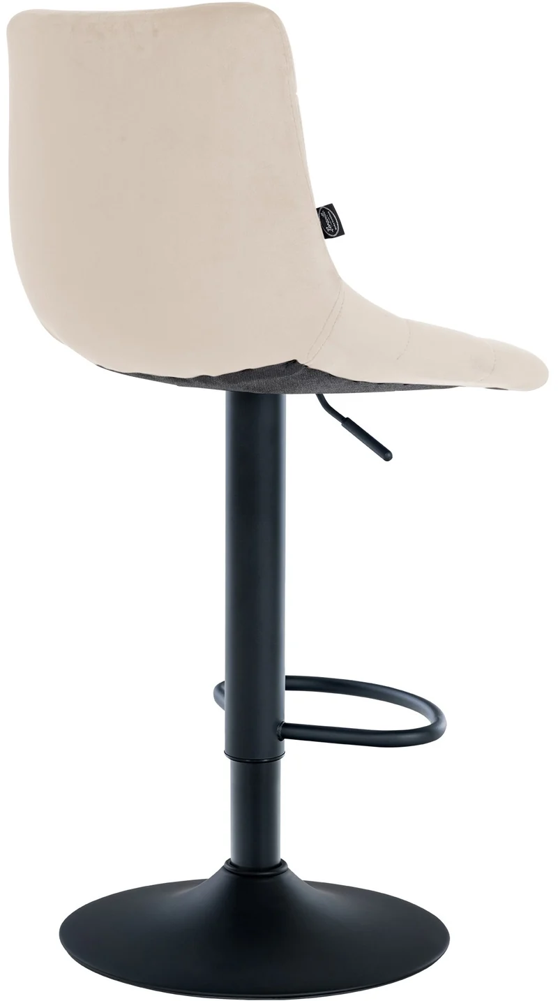 Lot de 2 tabourets de bar en velours crème base métal noir réglable en hauteur et repose-pieds TDB10625
