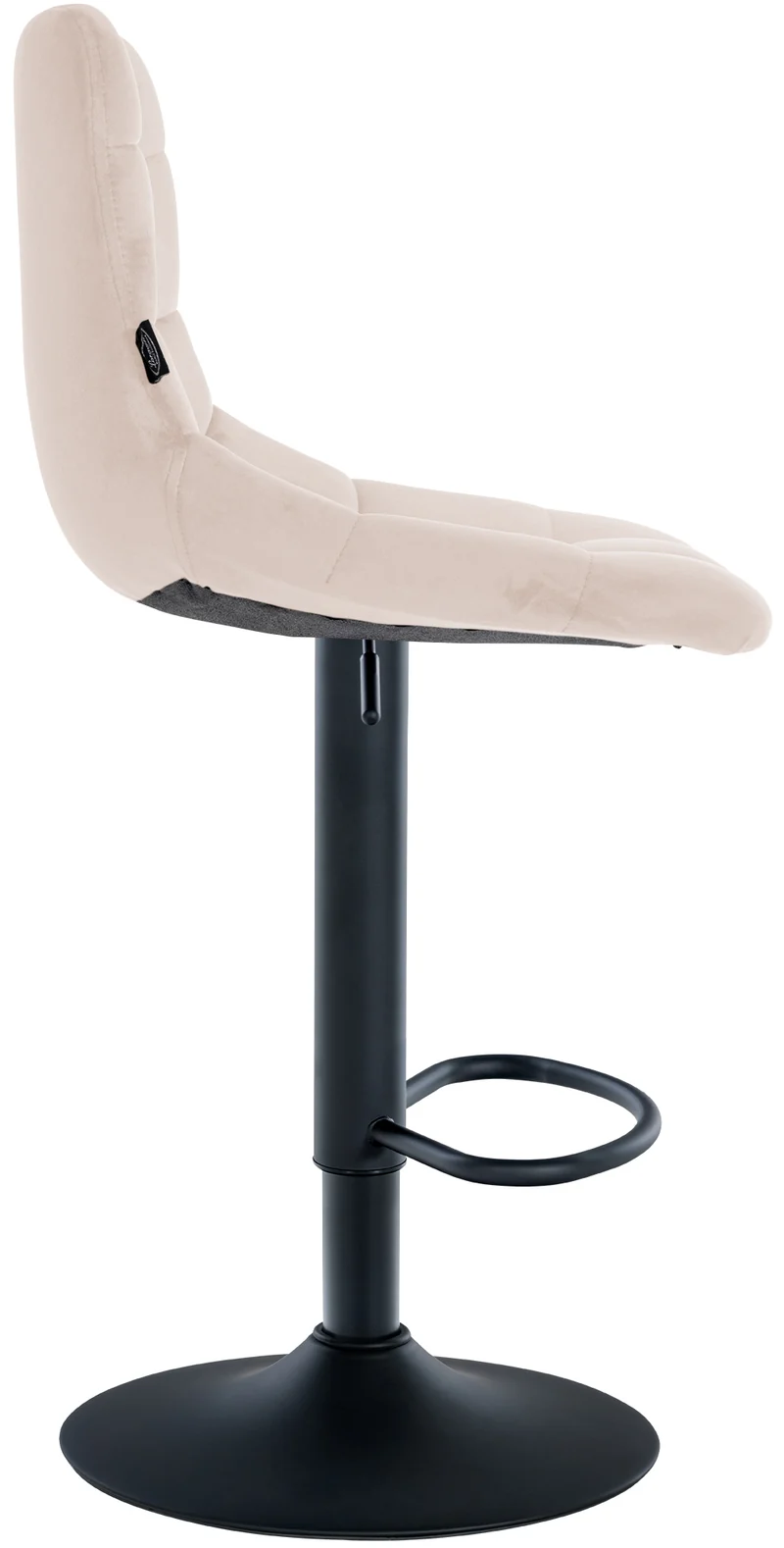 Lot de 2 tabourets de bar en velours beige base métal noir réglable en hauteur et repose-pieds TDB10623