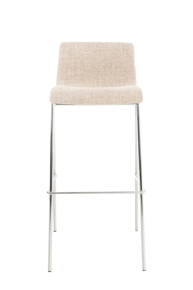Tabouret de bar classique x1 avec repose-pieds et quatre pieds stable en métal assise en tissu crème 10_0004948