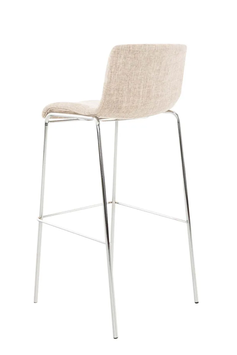 Tabouret de bar classique x1 avec repose-pieds et quatre pieds stable en métal assise en tissu crème 10_0004948