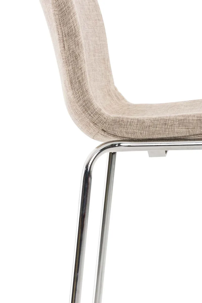 Tabouret de bar classique x1 avec repose-pieds et quatre pieds stable en métal assise en tissu crème 10_0004948