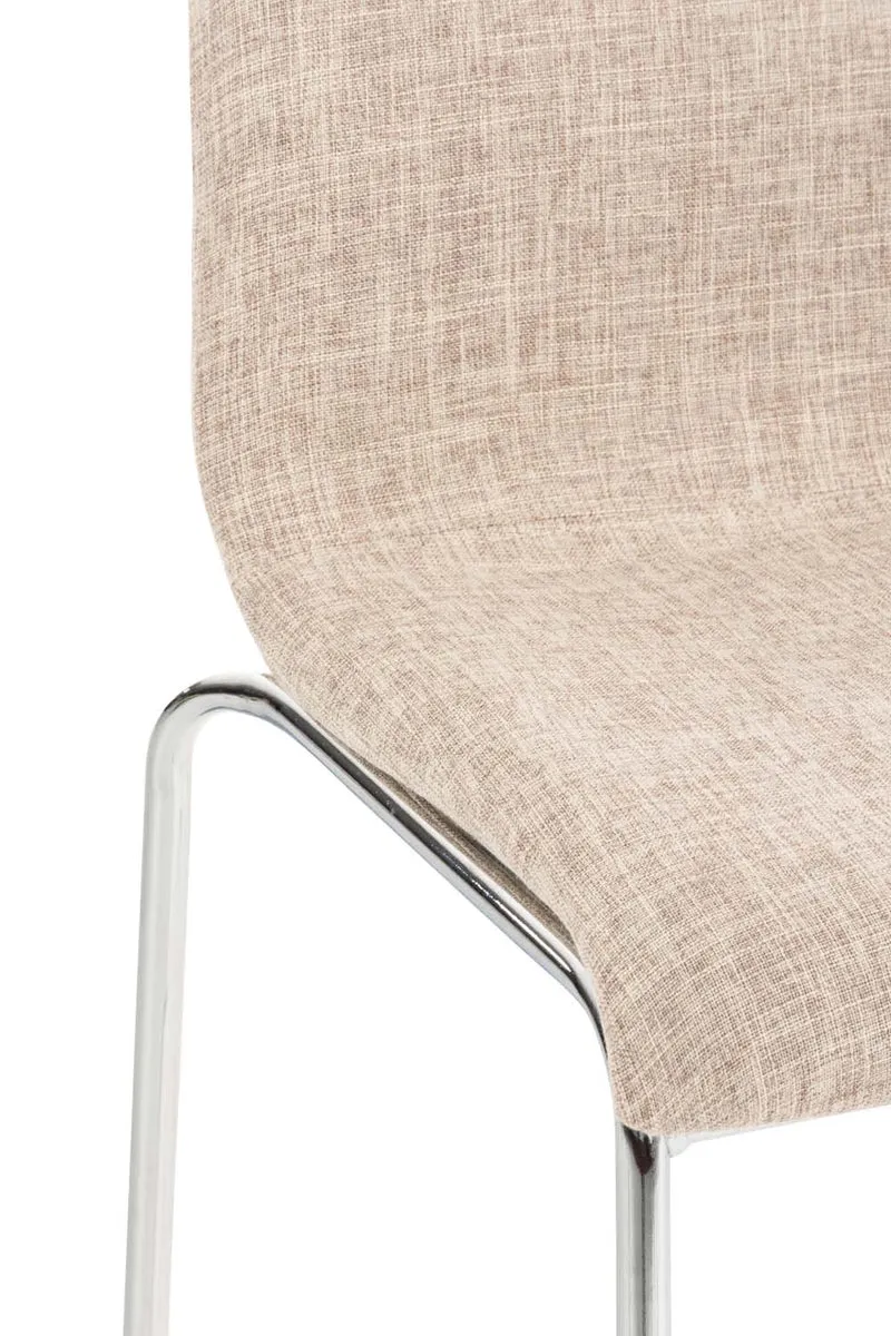 Tabouret de bar classique x1 avec repose-pieds et quatre pieds stable en métal assise en tissu crème 10_0004948