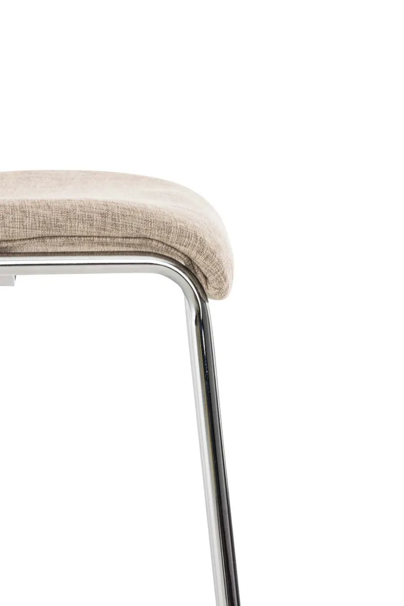 Tabouret de bar classique x1 avec repose-pieds et quatre pieds stable en métal assise en tissu crème 10_0004948