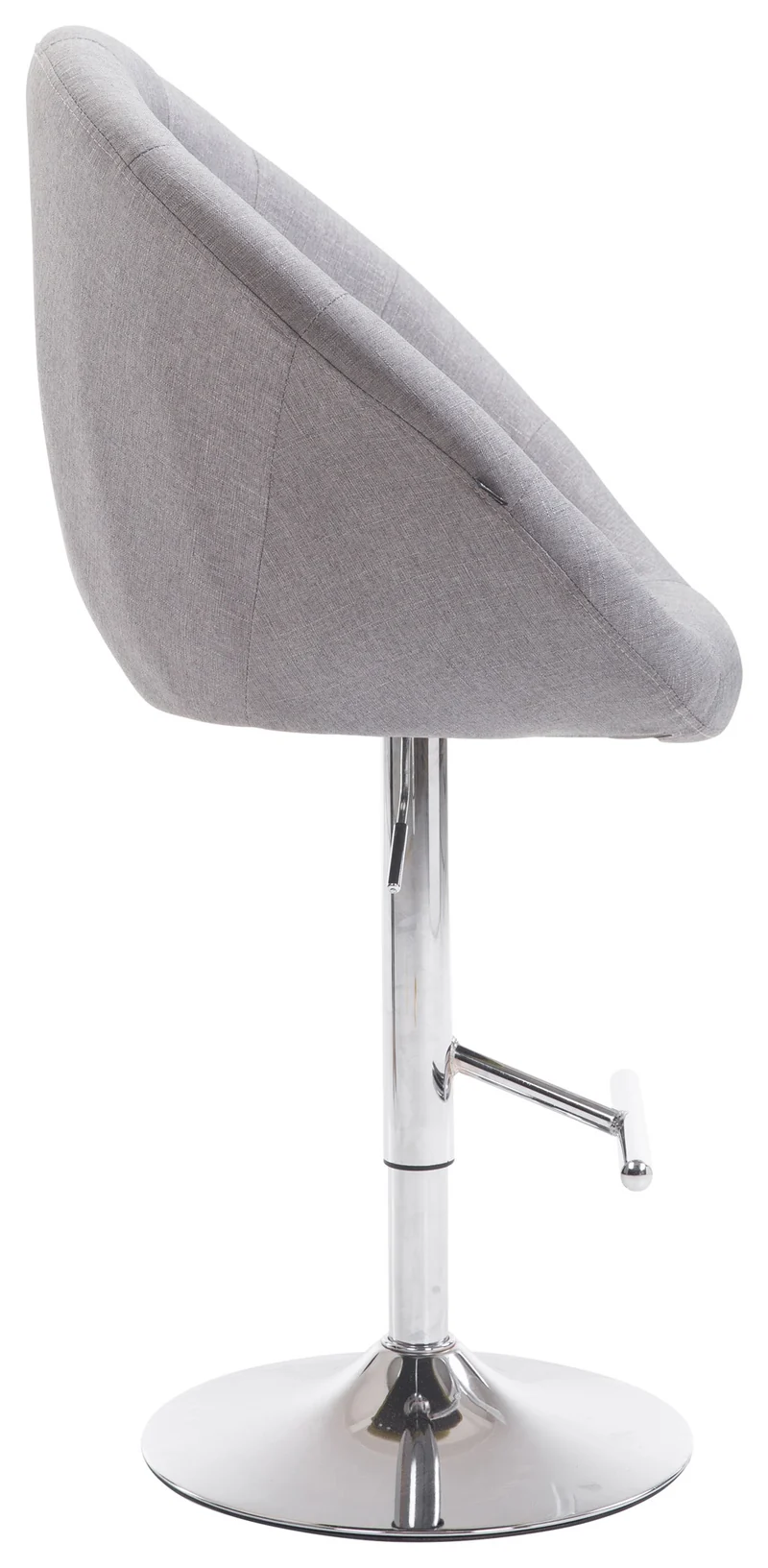 Tabouret de bar design moderne forme œuf capitonné avec repose-pieds en métal chromé tissu gris TDB10337