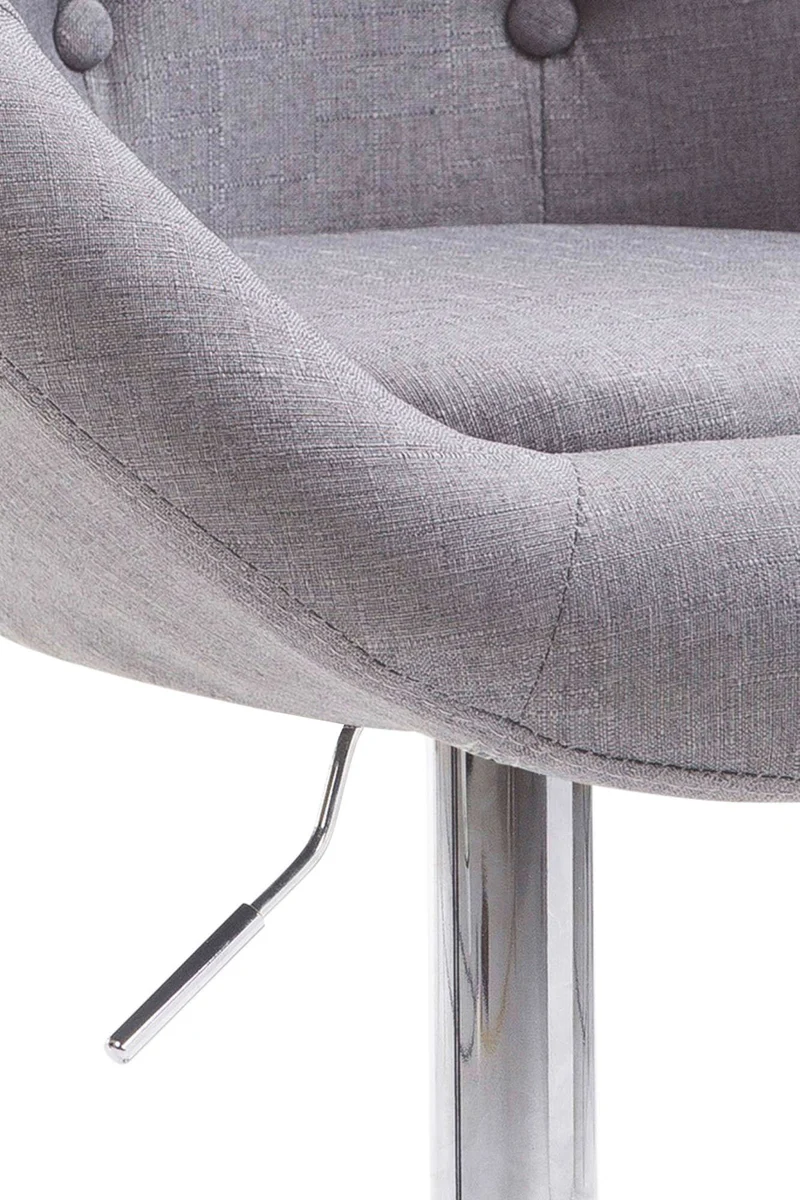 Tabouret de bar design moderne forme œuf capitonné avec repose-pieds en métal chromé tissu gris TDB10337