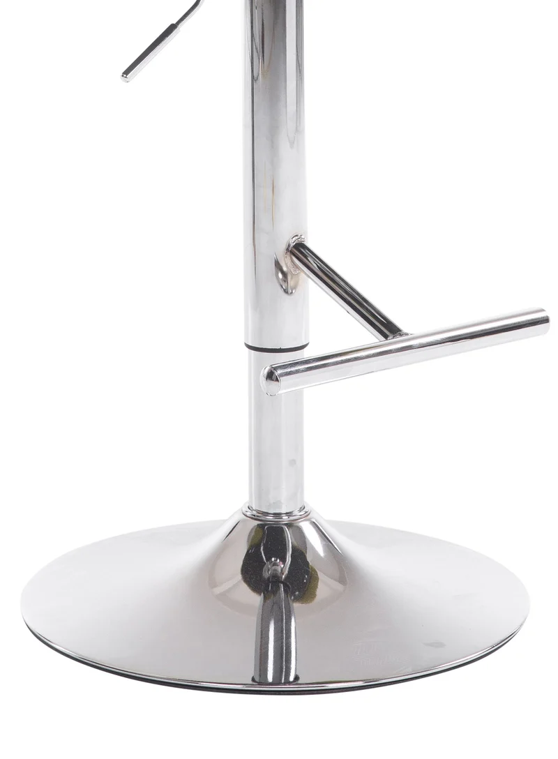 Tabouret de bar design moderne forme œuf capitonné avec repose-pieds en métal chromé tissu gris TDB10337