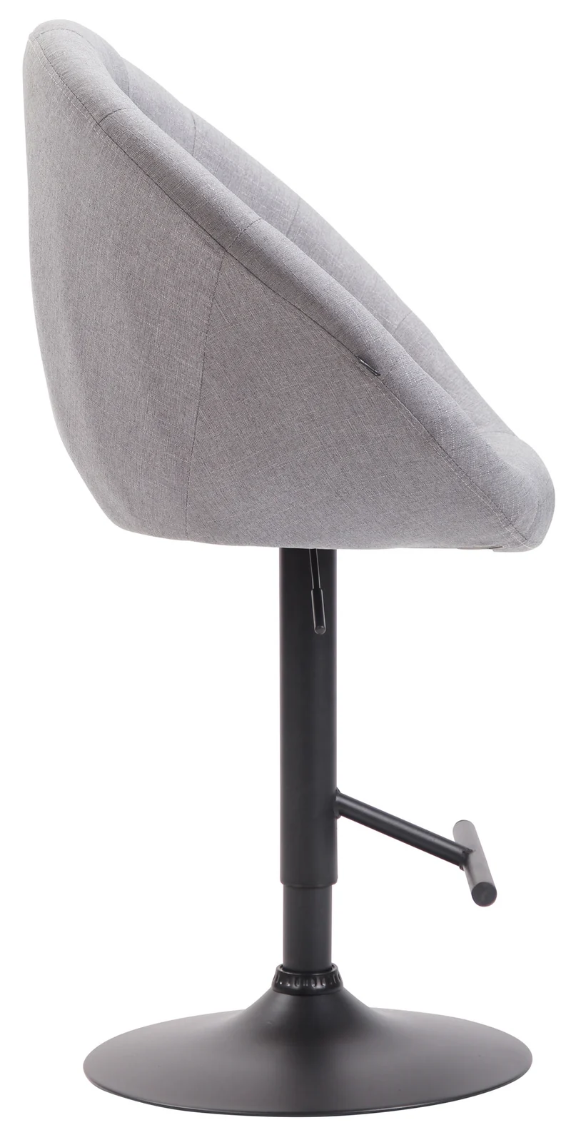 Tabouret de bar design moderne forme œuf capitonné avec repose-pieds en métal noir tissu gris TDB10326