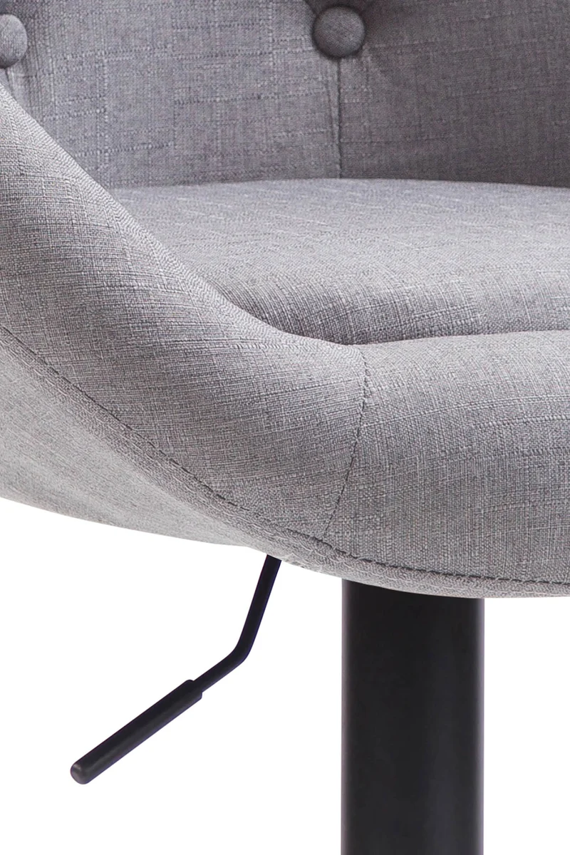Tabouret de bar design moderne forme œuf capitonné avec repose-pieds en métal noir tissu gris TDB10326
