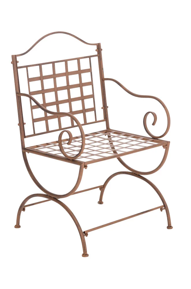 Chaise de jardin terrasse balcon en métal marron vieilli 10_0003009