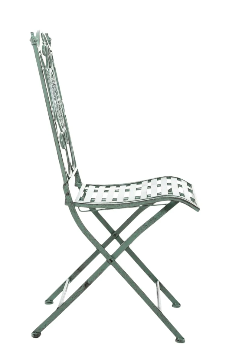 Lot de 2 chaises de jardin balcon terrasse design rustique pliable en métal vert vieilli 10_0002875