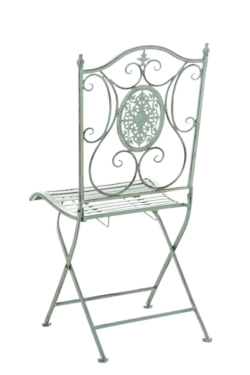 Lot de 2 chaises de jardin balcon terrasse design rustique pliable en métal vert vieilli 10_0002875