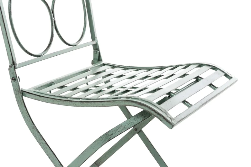 Lot de 2 chaises de jardin balcon terrasse design rustique pliable en métal vert vieilli 10_0002875