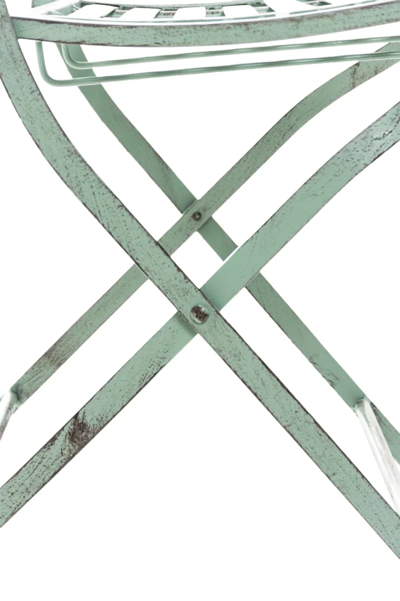 Lot de 2 chaises de jardin balcon terrasse design rustique pliable en métal vert vieilli 10_0002875