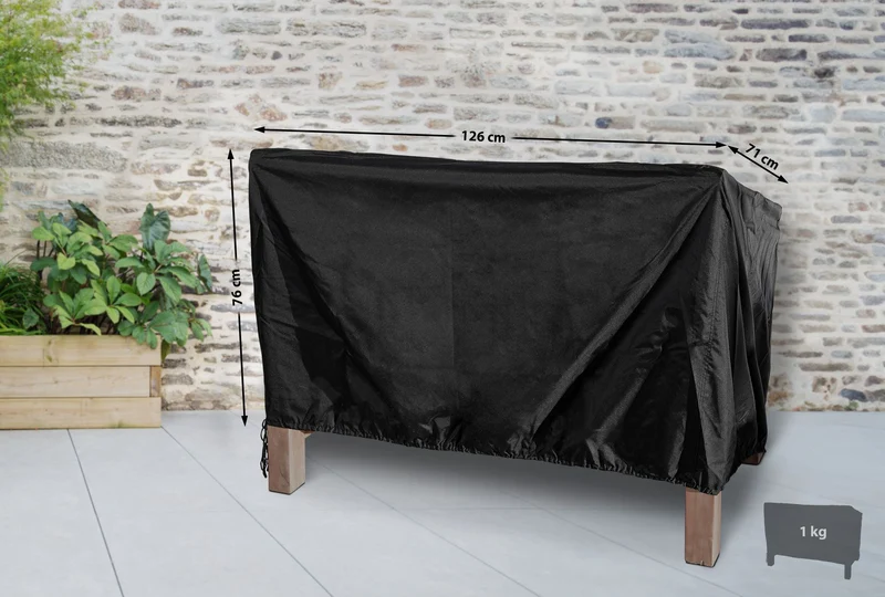 Housse de protection bâche couverture pour banc de jardin de 120 cm en tissu noir 10_0002919