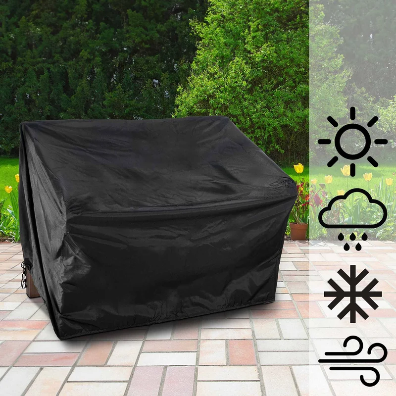 Housse de protection bâche couverture pour banc de jardin de 120 cm en tissu noir 10_0002919