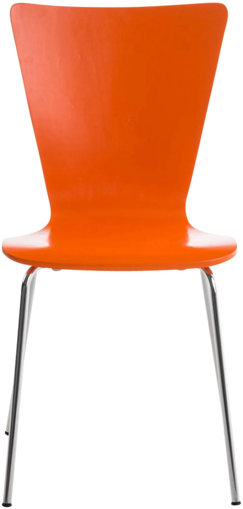 Chaise de cuisine salle à manger x1 empilable en bois orange et structure stable à quatre pieds en métal 10_0003239