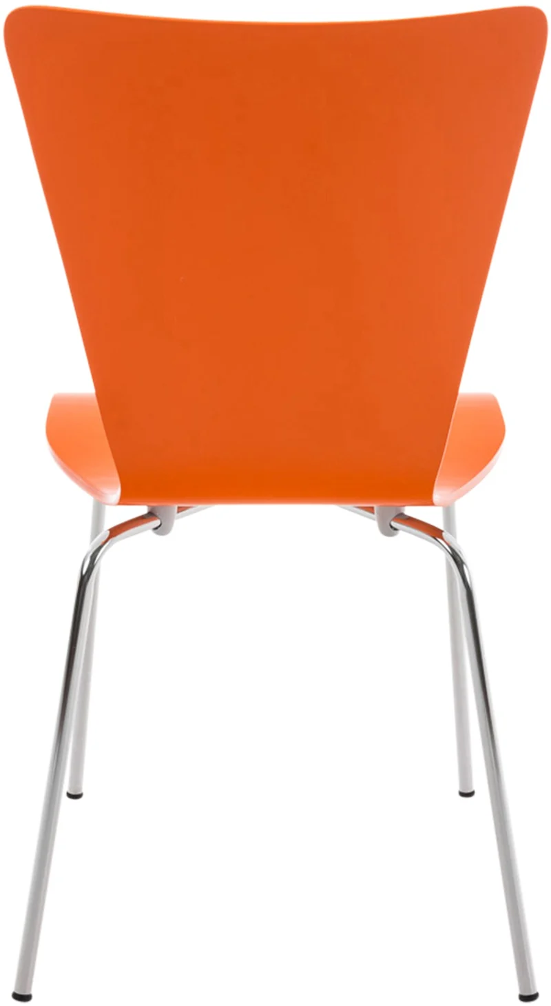 Chaise de cuisine salle à manger x1 empilable en bois orange et structure stable à quatre pieds en métal 10_0003239