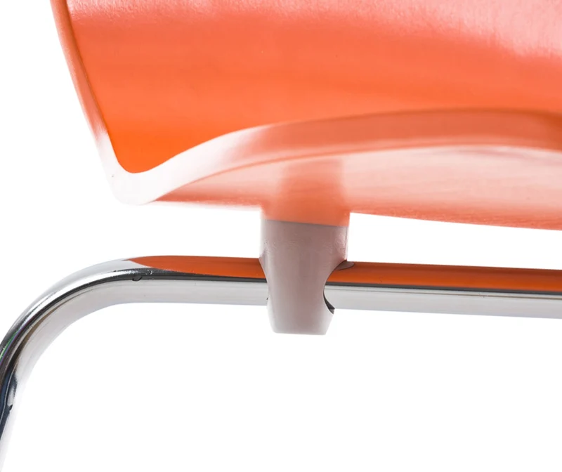 Chaise de cuisine salle à manger x1 empilable en bois orange et structure stable à quatre pieds en métal 10_0003239