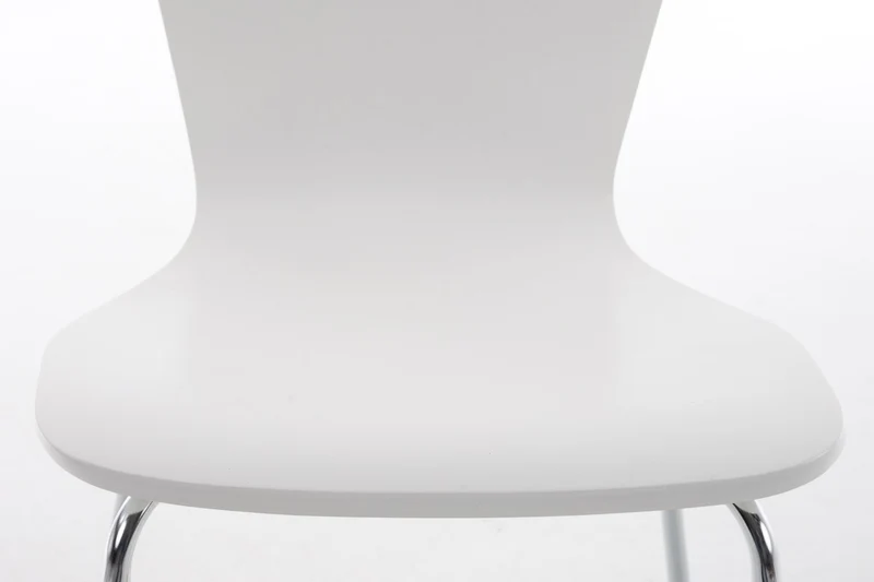 Lot de 4 chaises de cuisine salle à manger empilable en bois blanc et structure stable à quatre pieds en métal 10_0003166
