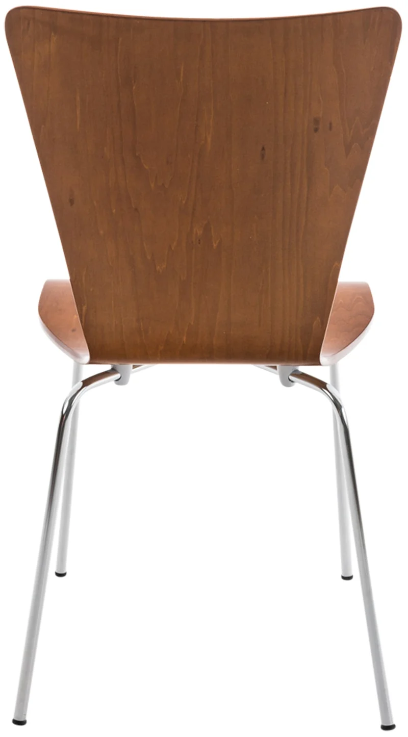 Chaise de cuisine salle à manger x1 empilable en bois marron et structure stable à quatre pieds en métal 10_0003242