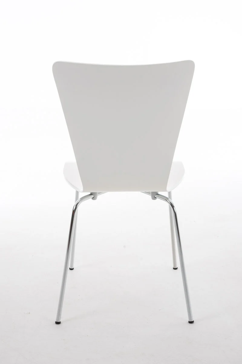 Lot de 2 chaises de cuisine salle à manger empilable en bois blanc et structure stable à quatre pieds en métal 10_0003076