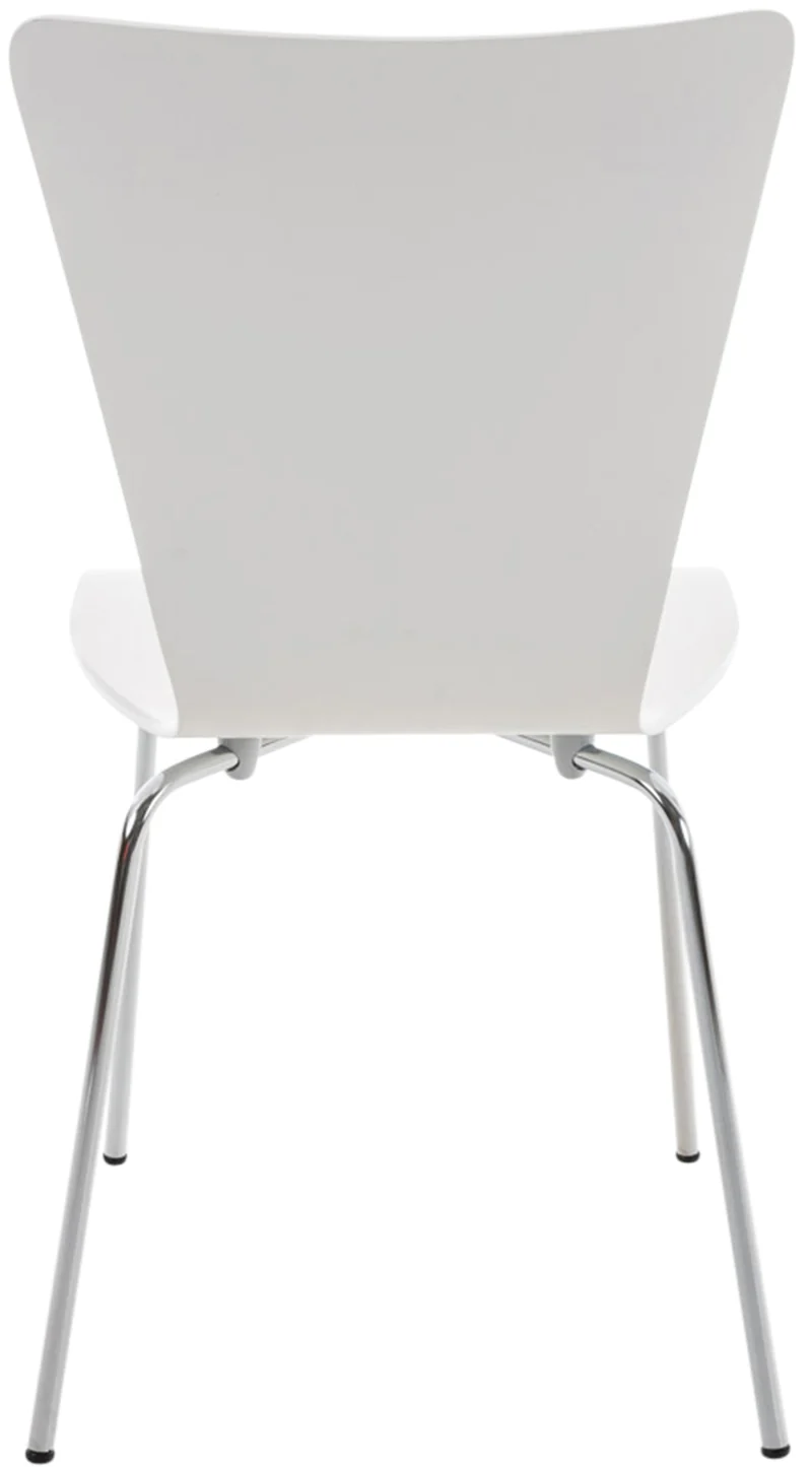 Chaise de cuisine salle à manger x1 empilable en bois blanc et structure stable à quatre pieds en métal 10_0003237