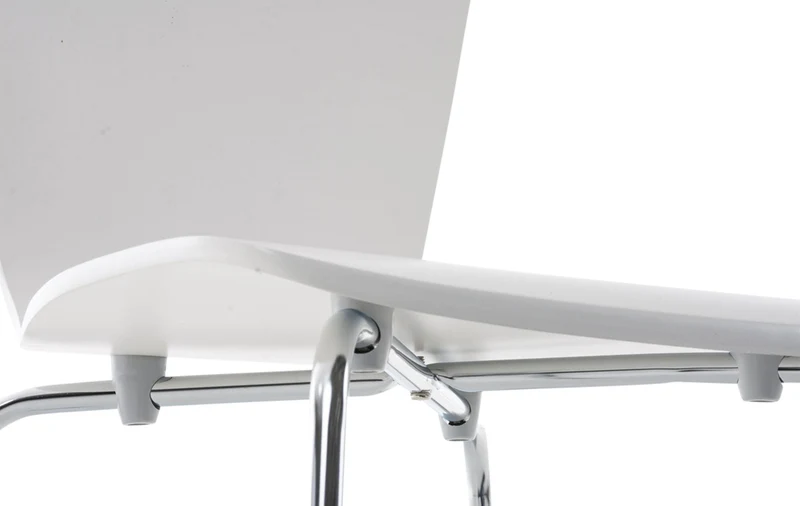 Chaise de cuisine salle à manger x1 empilable en bois blanc et structure stable à quatre pieds en métal 10_0003237