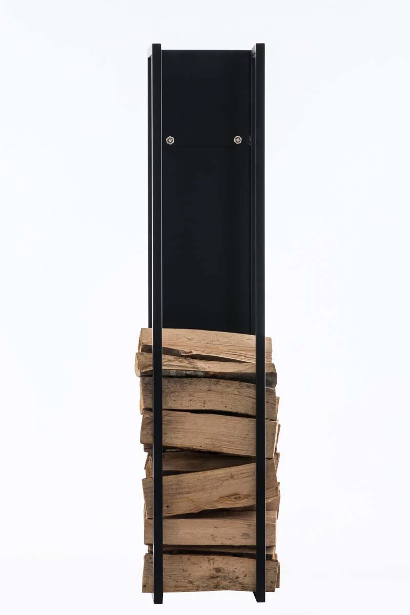 Range-bûches rangement bois de cheminée 160x25 cm en métal noir-mat 10_0003577