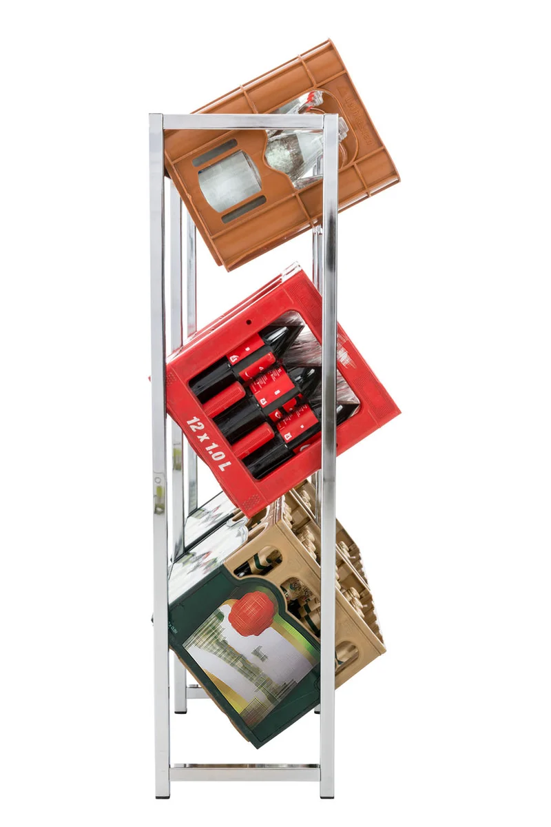 Étagère pour caisses à boissons 91x112 cm pour 6 caisses support rangement étagère sur pied en métal chromé 10_0003215