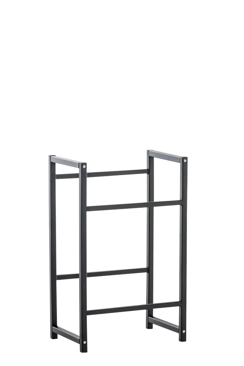Étagère pour caisses à boissons 75x47 cm pour 2 caisses support rangement étagère sur pied en métal noir 10_0003067