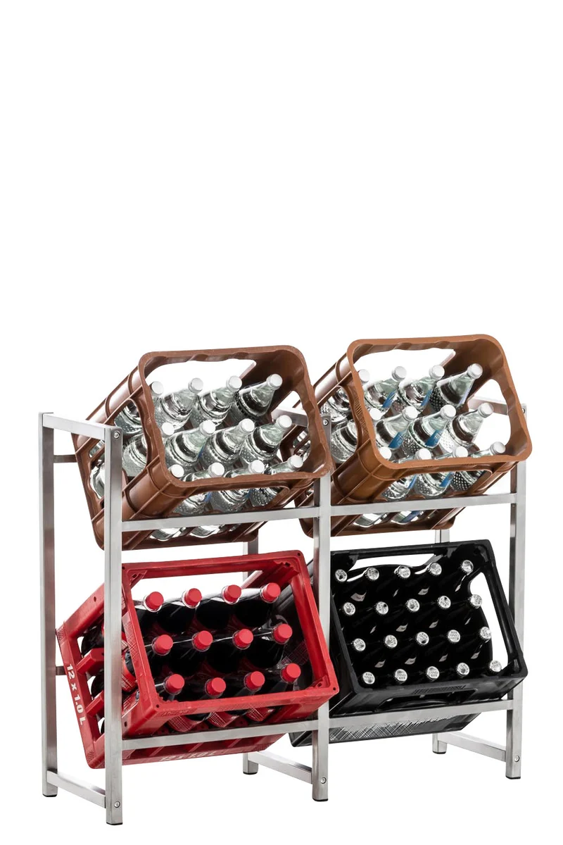 Étagère pour caisses à boissons 75x91 cm pour 4 caisses support rangement étagère sur pied en acier inoxydable 10_0003156