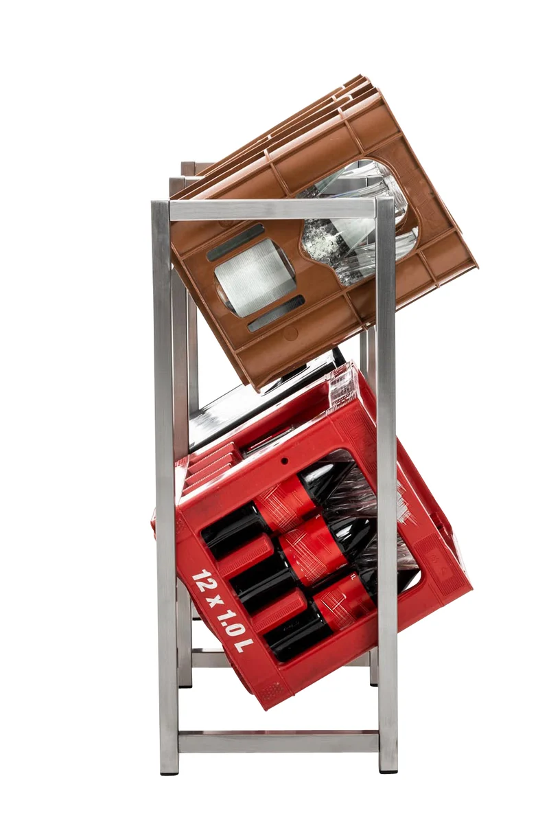 Étagère pour caisses à boissons 75x91 cm pour 4 caisses support rangement étagère sur pied en acier inoxydable 10_0003156