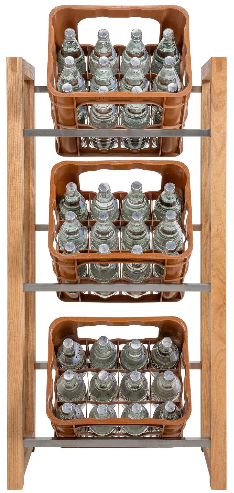 Étagère pour 3 caisses à boissons rangement support bouteilles 112x56 cm en bois chêne 10_0003148