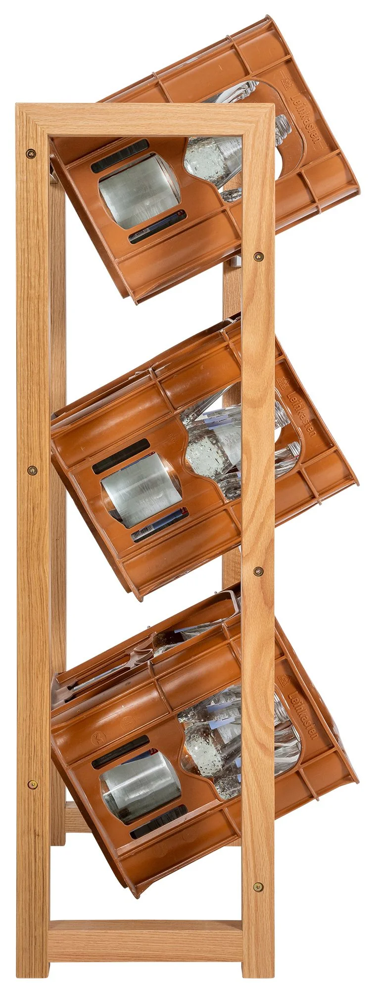 Étagère pour 3 caisses à boissons rangement support bouteilles 112x56 cm en bois chêne 10_0003148
