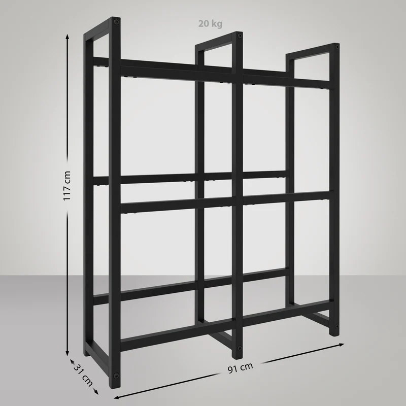 Étagère pour 6 caisses à boissons rangement support bouteilles 117x91 cm en métal noir 10_0003219