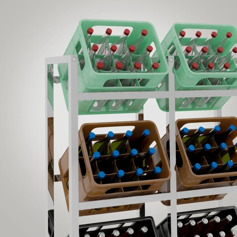 Étagère pour 6 caisses à boissons rangement support bouteilles 117x91 cm en métal chromé 10_0003216