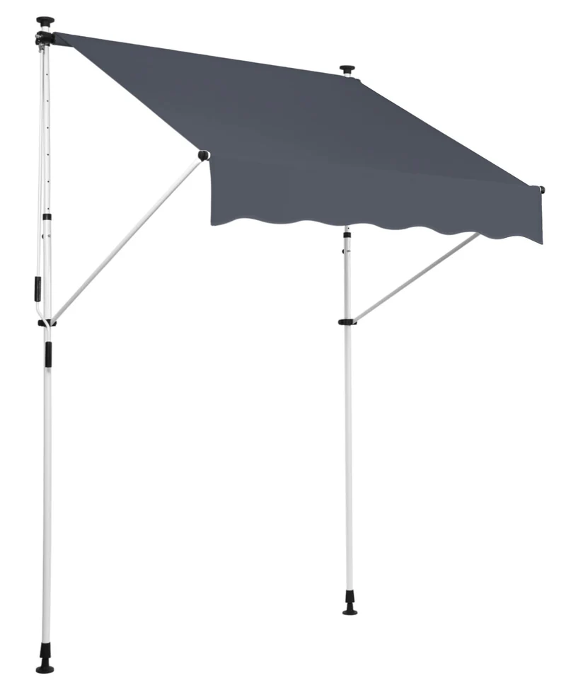 Store banne terrasse auvent à pince avec pied réglable installation sans perçage largeur 400 cm tube en acier tissu anthracite 10_0002975