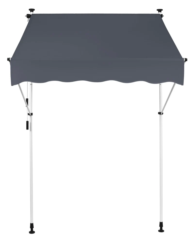 Store banne terrasse auvent à pince avec pied réglable installation sans perçage largeur 400 cm tube en acier tissu anthracite 10_0002975
