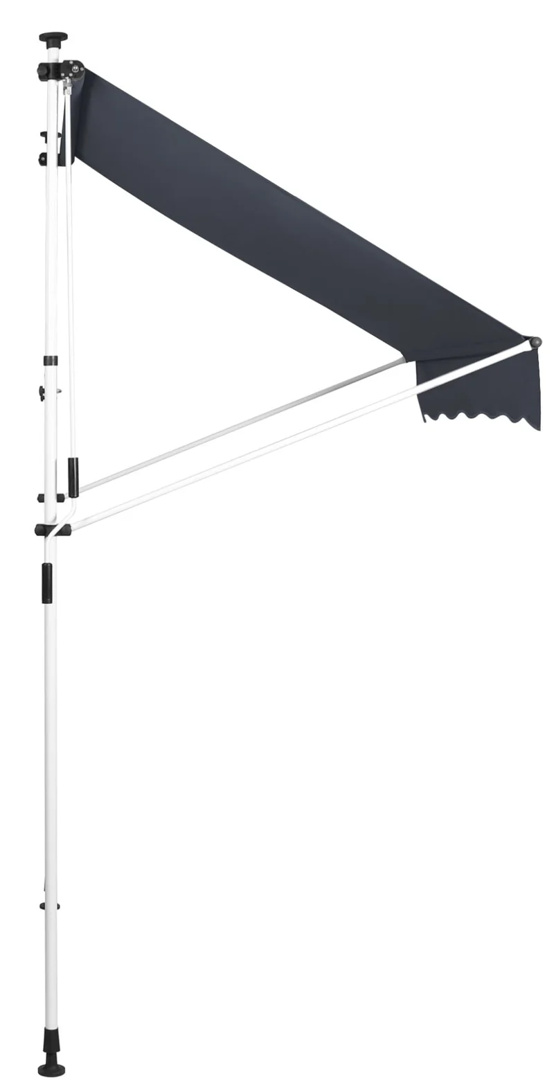 Store banne terrasse auvent à pince avec pied réglable installation sans perçage largeur 250 cm tube en acier tissu anthracite 10_0002963
