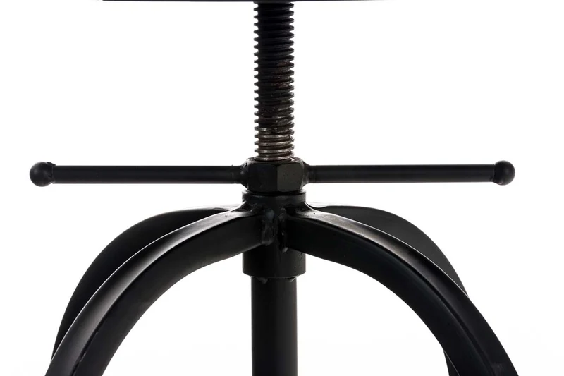 Tabouret de bar design industriel hauteur réglable en métal noir et assise PVC blanc 10_0005360
