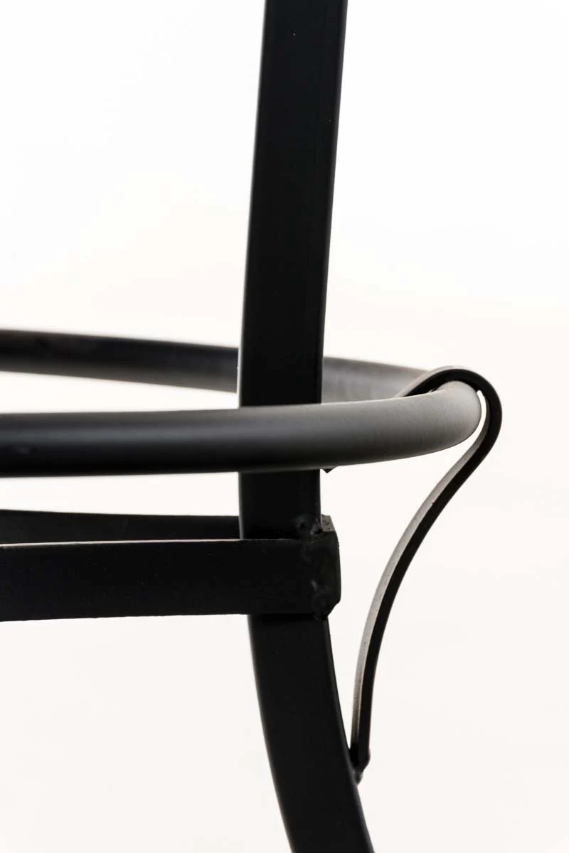 Tabouret de bar design industriel hauteur réglable en métal noir et assise PVC blanc 10_0005360