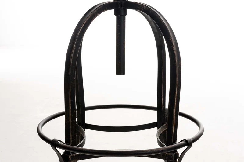 Tabouret de bar design industriel hauteur réglable en métal bronze et assise PVC blanc 10_0005359