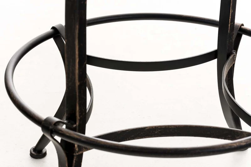 Tabouret de bar design industriel hauteur réglable en métal bronze et assise PVC blanc 10_0005359