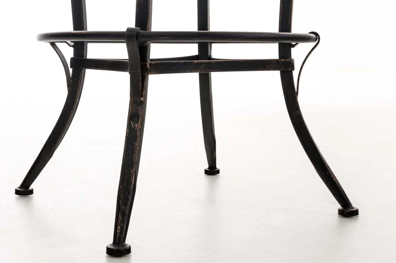 Tabouret de bar design industriel hauteur réglable en métal bronze et assise PVC blanc 10_0005359