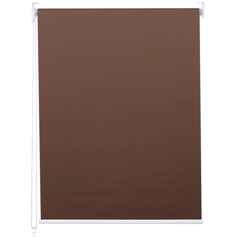 Store enrouleur de fenêtre occultant protection solaire store à tirage latéral 90x230cm opaque marron 04_0004498