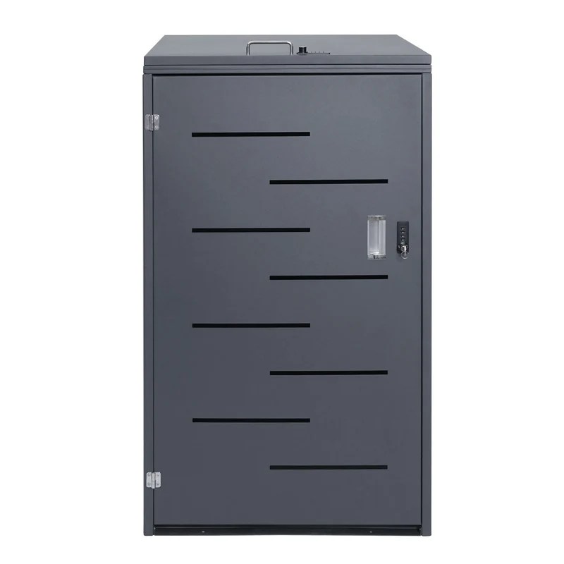 Abri de poubelles extérieur conteneurs à ordures pour une poubelle avec couvercle 116,5x66x80 cm en acier anthracite 04_0002860